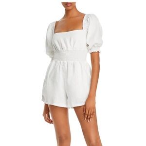 We Wore What - Off White Linen Romper Size Large
